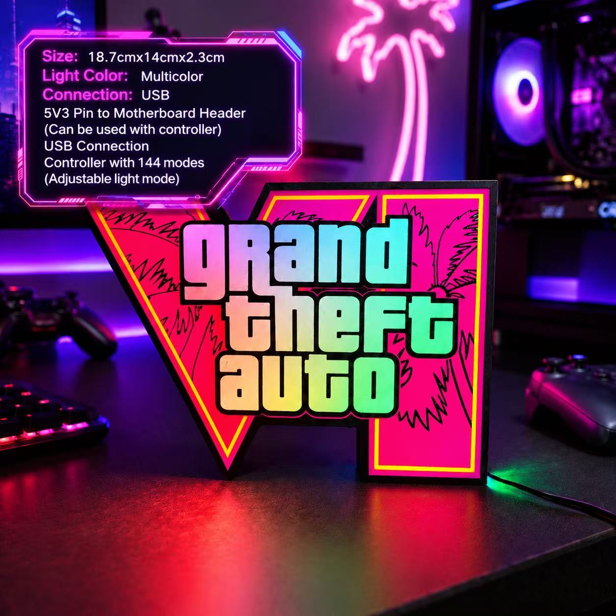 Desk Setup Lamp - 2026 Novo GTA 6 Horizon Luz